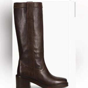 Frye Kate Knee High Boots Womens 7 Wide Calf Brown Country Rustic Chore Riding